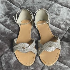 Sparkle Flat Sandals - Silver
